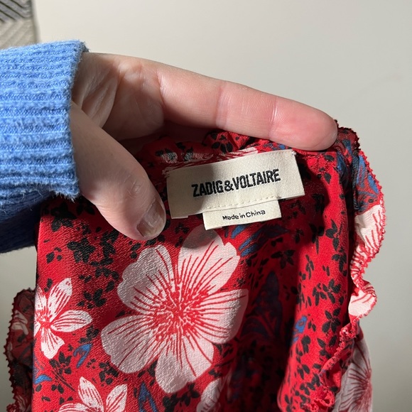 Zadig and Voltaire pensee silk red floral top - Picture 8 of 9